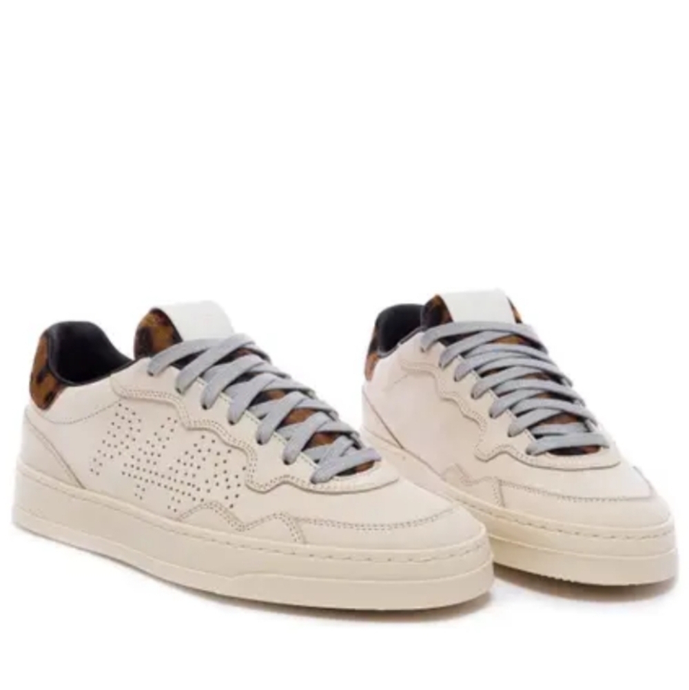 P448 Bali Sneaker Cream Leopard Print Calf Hair Women's 9.5